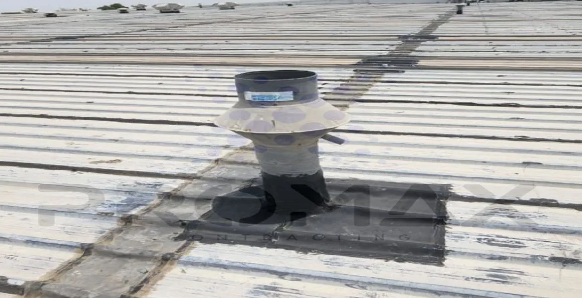 Chimney - metal roof waterproofing by Promax Dubai UAE